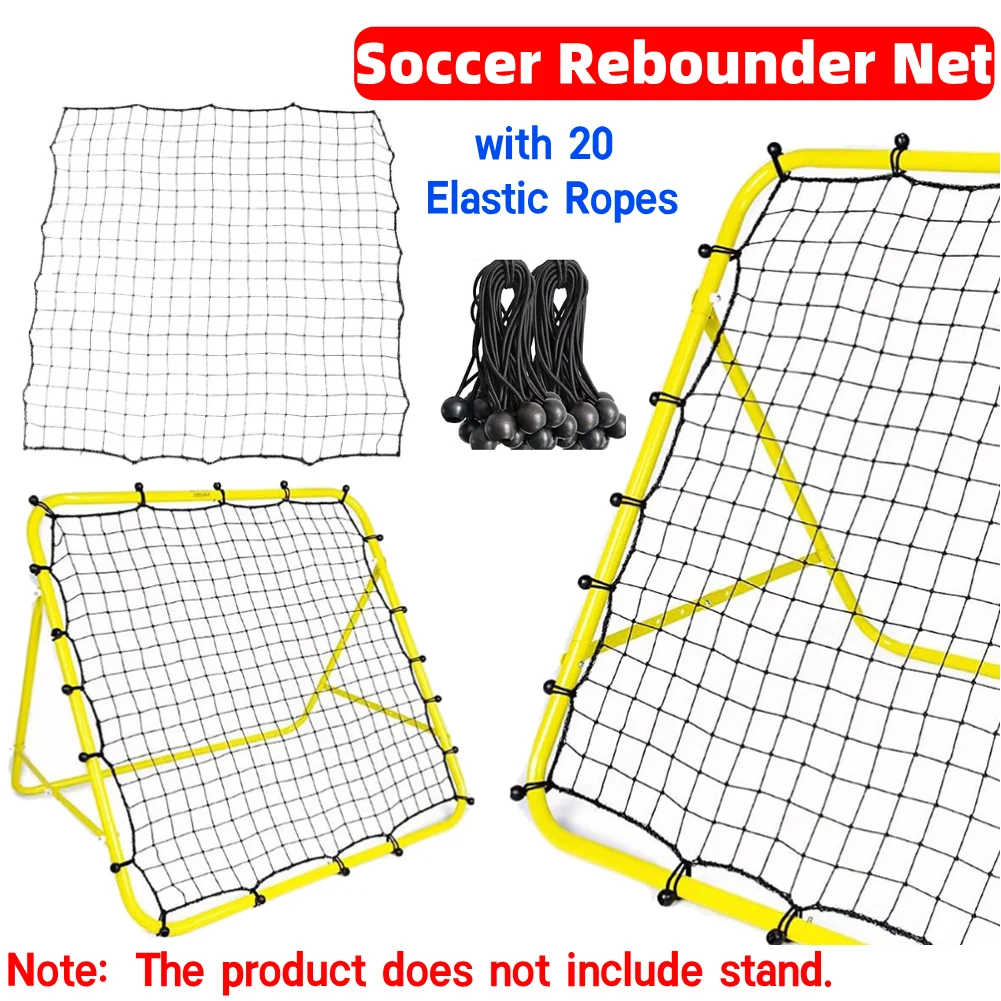 Soccer Rebounder Net with 20 Elastic Ropes Kickback Football Practice Net Rebound Training Aid for Kids Teens & Adults