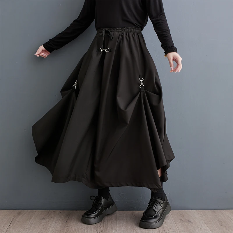 

Japanese Korea Style Dark Black High Waist Chic Girl Lady Spring Casual Wide Leg Pants Culotte Fashion Women Autumn Casual Pants