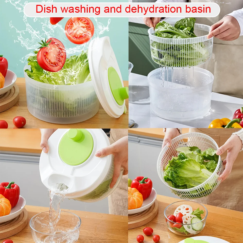 Salad Spinner Lettuce Greens Washer Dryer Drainer Crisper Strainer for Washing Drying Leafy Vegetables Kitchen Tools