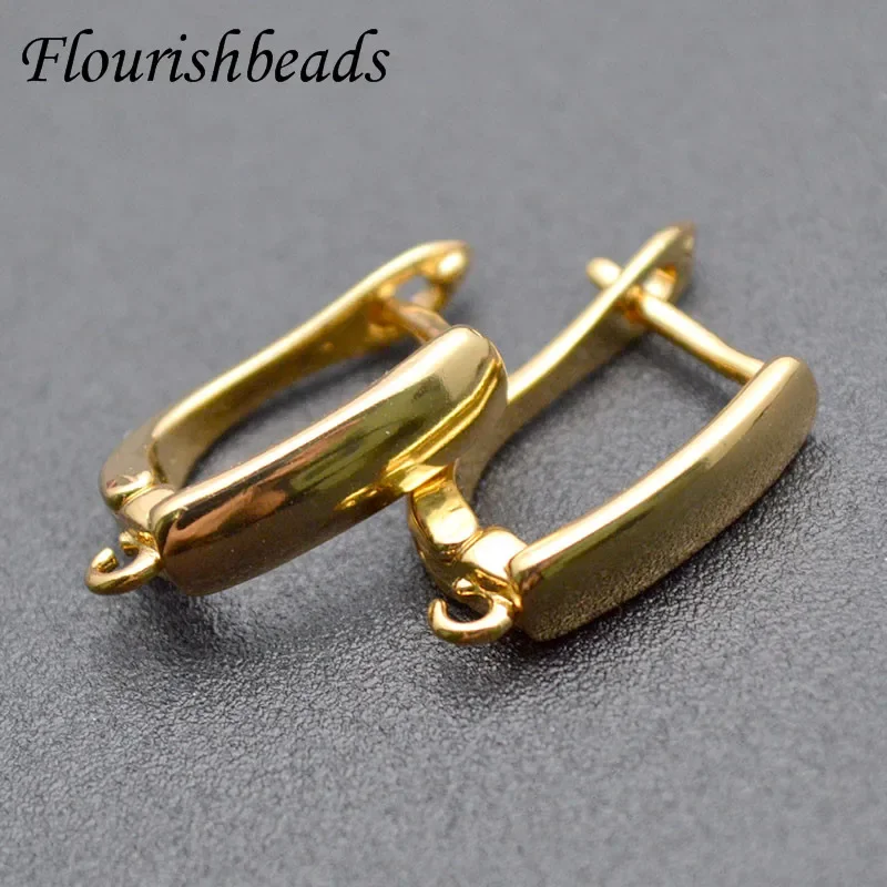 

New Arrived High Quality Nickle Free Anti-rust Real Gold Plating Metal Rectangle Earring Hooks Jewelry Findings 30pc Per Lot