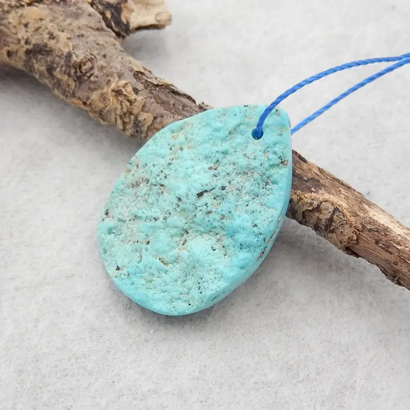 Natural Stone Turquoise Nugget Teardrop Pendant Bead 24x18x3mm 2g Semiprecious DIY Jewelry Necklace Accessories