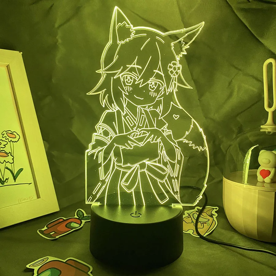 Anime The Helpful Fox Senko San 3D LED Neon Nightlight Birthday Gift for Friend Otaku Bedroom Decor Manga No Senko San Lava Lamp
