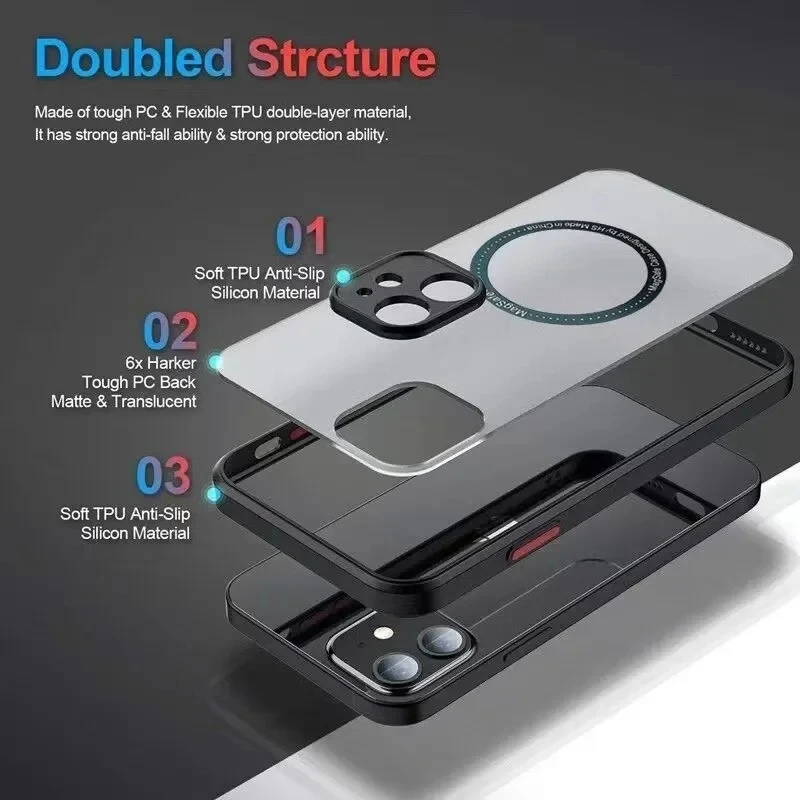 Premium Matte Armor Magnetic Wireless Charging Case - Luxury Protection Cover
