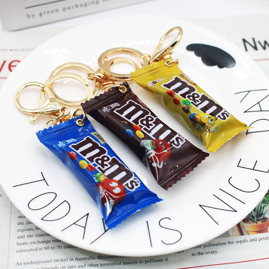 m&m's Chocolate keychain Exquisite food toy model pendant