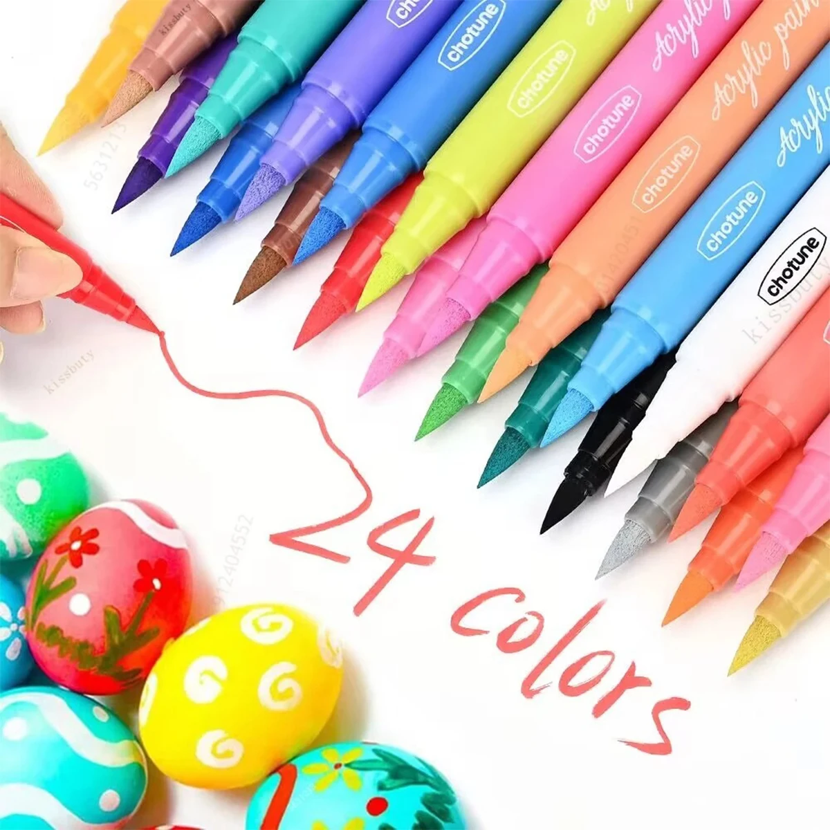 12-36 색상 수성 아크릴 펜 방수 브러시 펜 아티스트를위한 한국어 편지지 미술 용품 DIY 사무 문화 용품