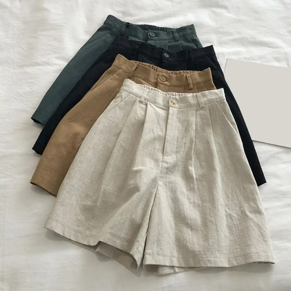 

Breathable Cotton Linen Shorts Japanese Retro High Waist Wide Leg Shorts Suit Casual Summer Woman Loose Short Pants Harajuku
