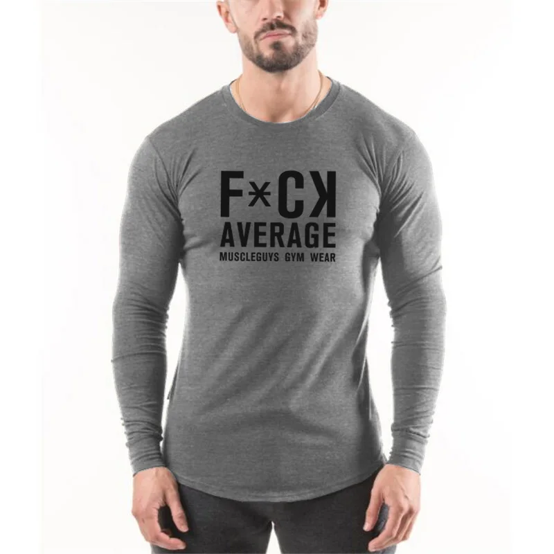

Hot Selling Gym Fitness Fashion Print Slim Fit O Neck Casual T-Shirt Men Bodybuilding Long Sleeve Cotton Breathable Autumn Shirt