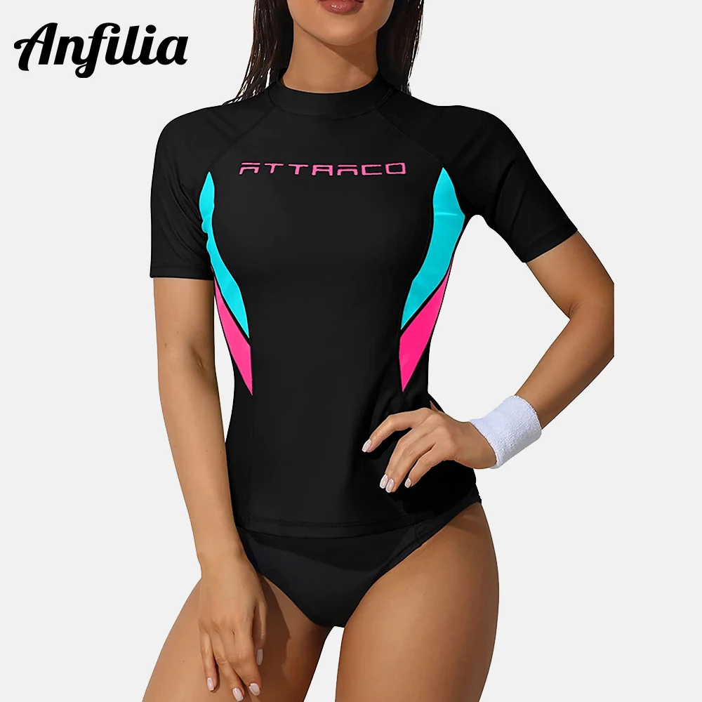 Women Short Sleeve Rash Guard Shirts Swimwear for Anfilia rash guard