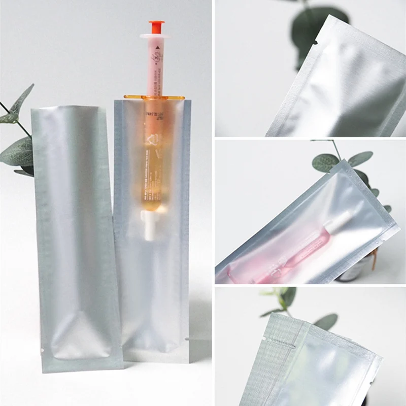 50pcs 순수 알루미늄 진공 가방 상단 오픈 포장 주머니 투명 창 플라스틱 호일 열 씰링 Baggies 비즈니스 용품