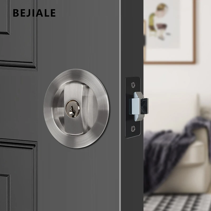 Indoor Sliding Door Lock Invisible Round Double Hook Kitchen Bathroom Gold Sliding Door Lock Zinc Alloy Balcony Single Hook