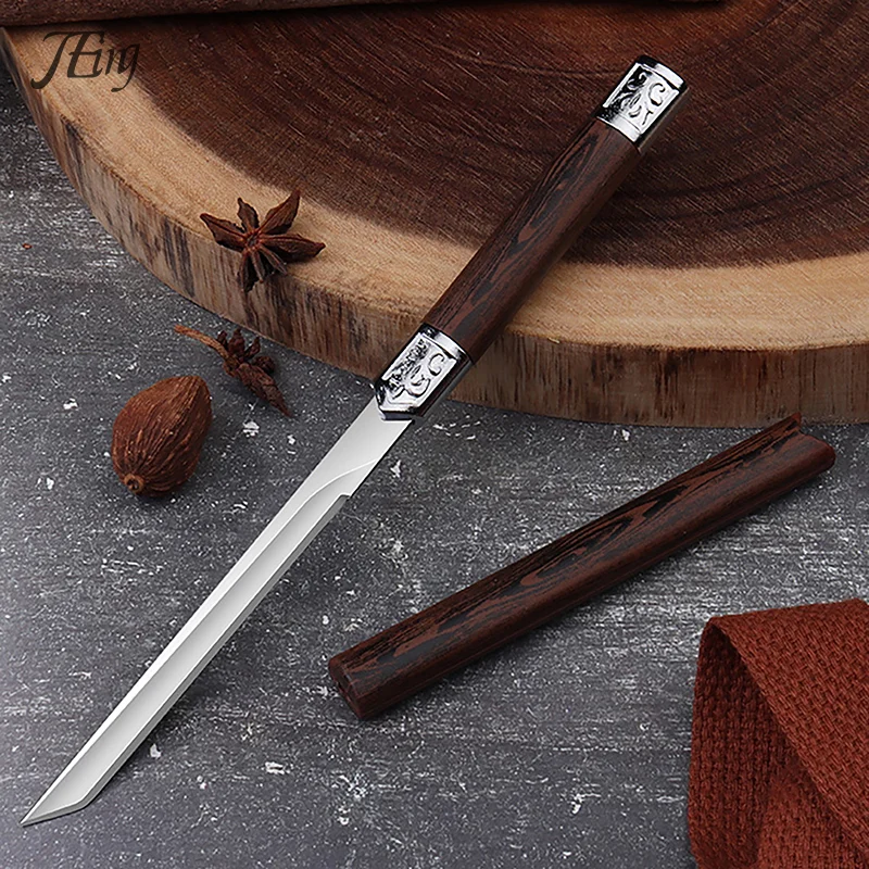 Fruit Knife Stainless Steel Sharp Fruit Knife Fixed Blade Portable EDC Pocket Multi-purpose Camping Steak Cutter