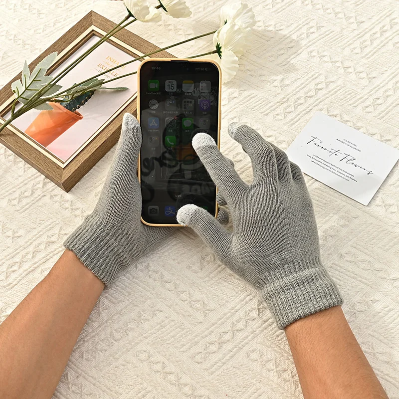 Winter Touch Screen Gloves Women Warm Stretch Knitted Mittens Full Finger Guantes Female Crochet Luvas