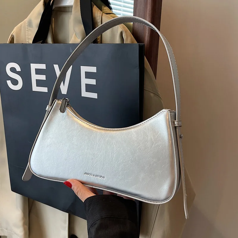 

Маленькие симпатичные Наплечные сумки для женщин 2024, Модные Дизайнерские Сумочки и кошельки из искусственной кожи в стиле ретро, серебристые, красные Хобо