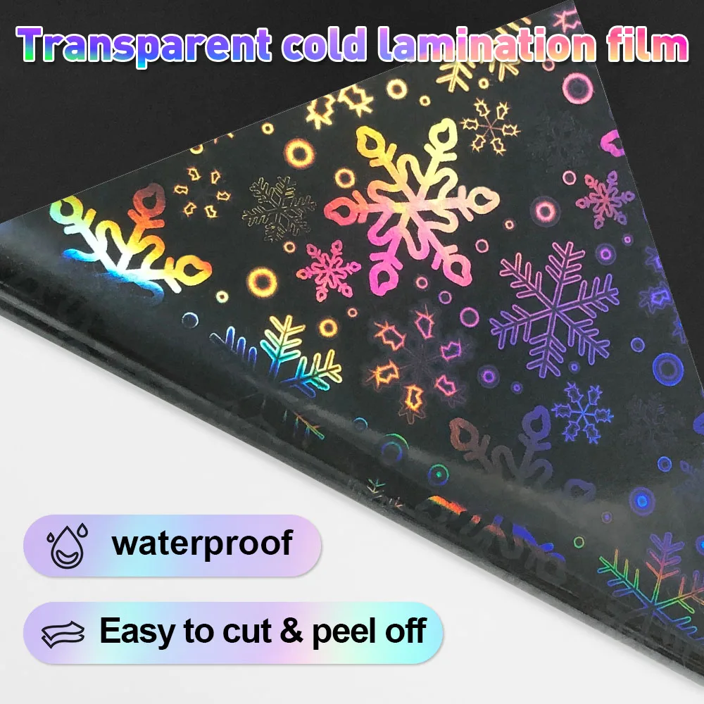 Holographic Cold Lamination Film Sheets - A4 Transparent Waterproof PET Stickers (10 Pack)