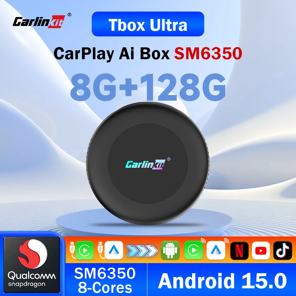 CarlinKit CarPlay Ai Box Ultra2 Android 15 TV Box QCM6125 SM6350 8