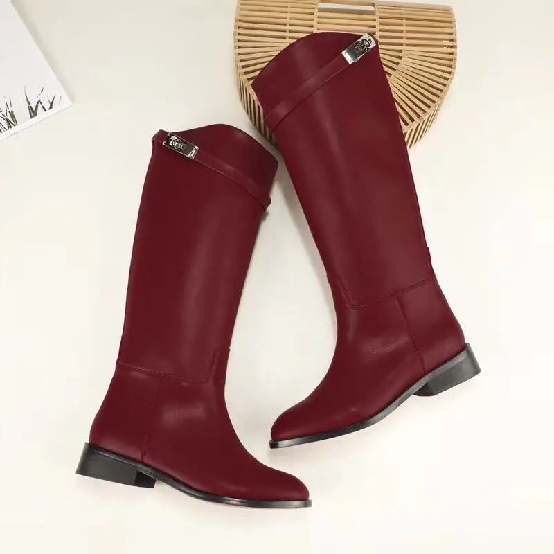 New Sleeve Thick Heel Low Heel Martin Boots Round Head High Barrel Foreign Trade Large Size Shoes Fast Selling Boots