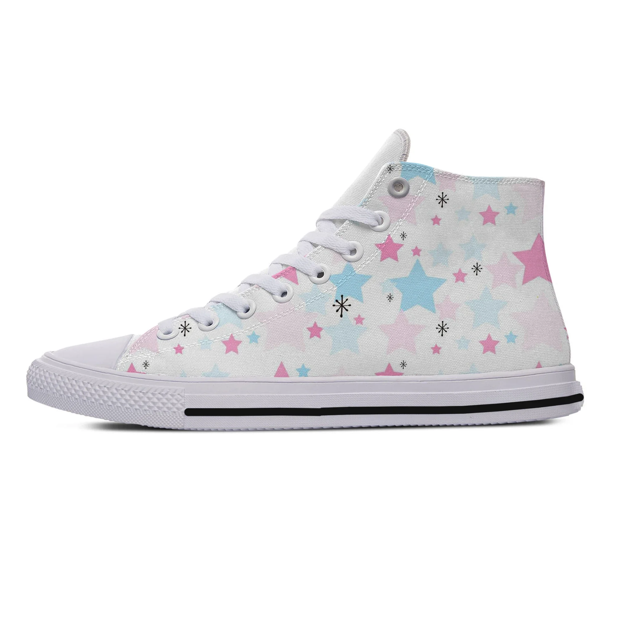 Hot Sparkle Glitter Colorful Pastel Galaxy Star Lightweight High Top Canvas Shoes Men Women Casual Sneakers Classic Board Shoes