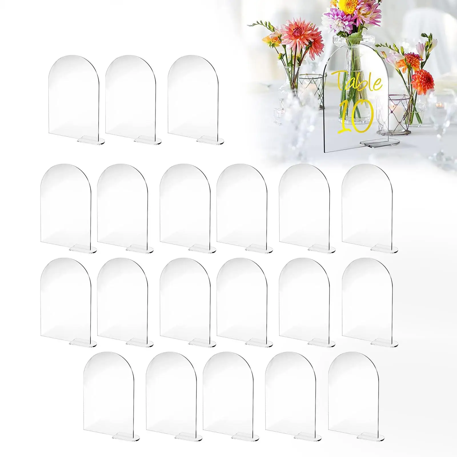 20x Acrylic Place Cards with Holder Seating Cards Arched Menu Signs Acrylic  Tags