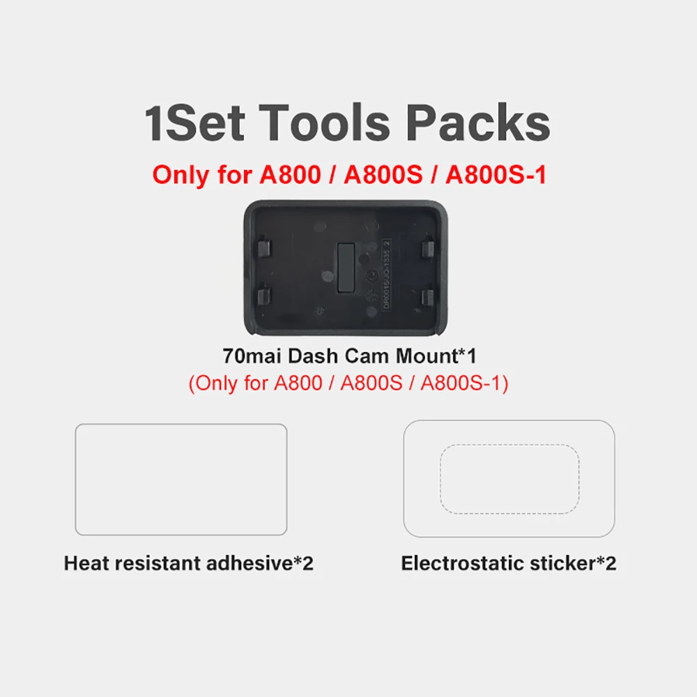 Original 70mai tools packs,Mount and Electrostatic Sticker For 70mai Dash Cam 1S,M300,Pro Plus+ A500S Dash Cam 4K A800S Dash Cam rearview mirror camera