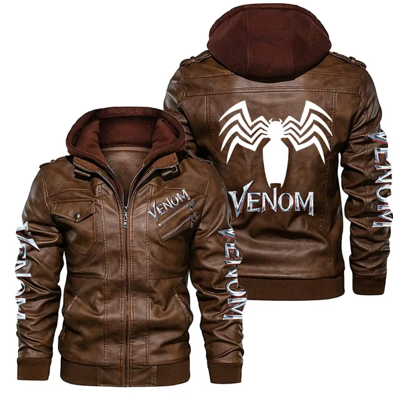 남성용 후드 가죽 재킷, 스트리트웨어 바이커 코트, 슬림핏, 모피 안감, 오토바이 재킷, 패션, 가을, 겨울