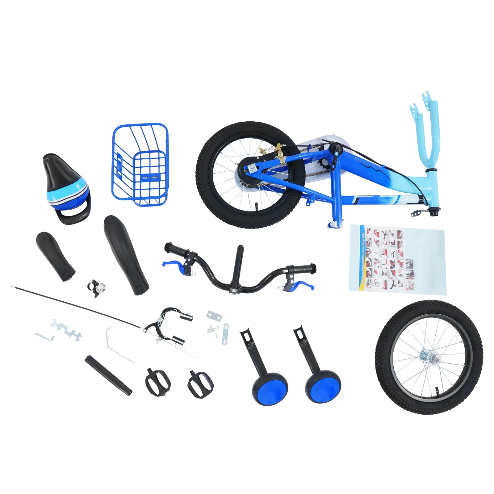 NEUES 14-Zoll-Kinderfahrrad, Reittrainingsfahrzeuge für Jungen und Mädchen, blaues Fahrrad für Kinder im Alter von 3 bis 6 Jahren mit zwei Hilfsrädern – Detail 7