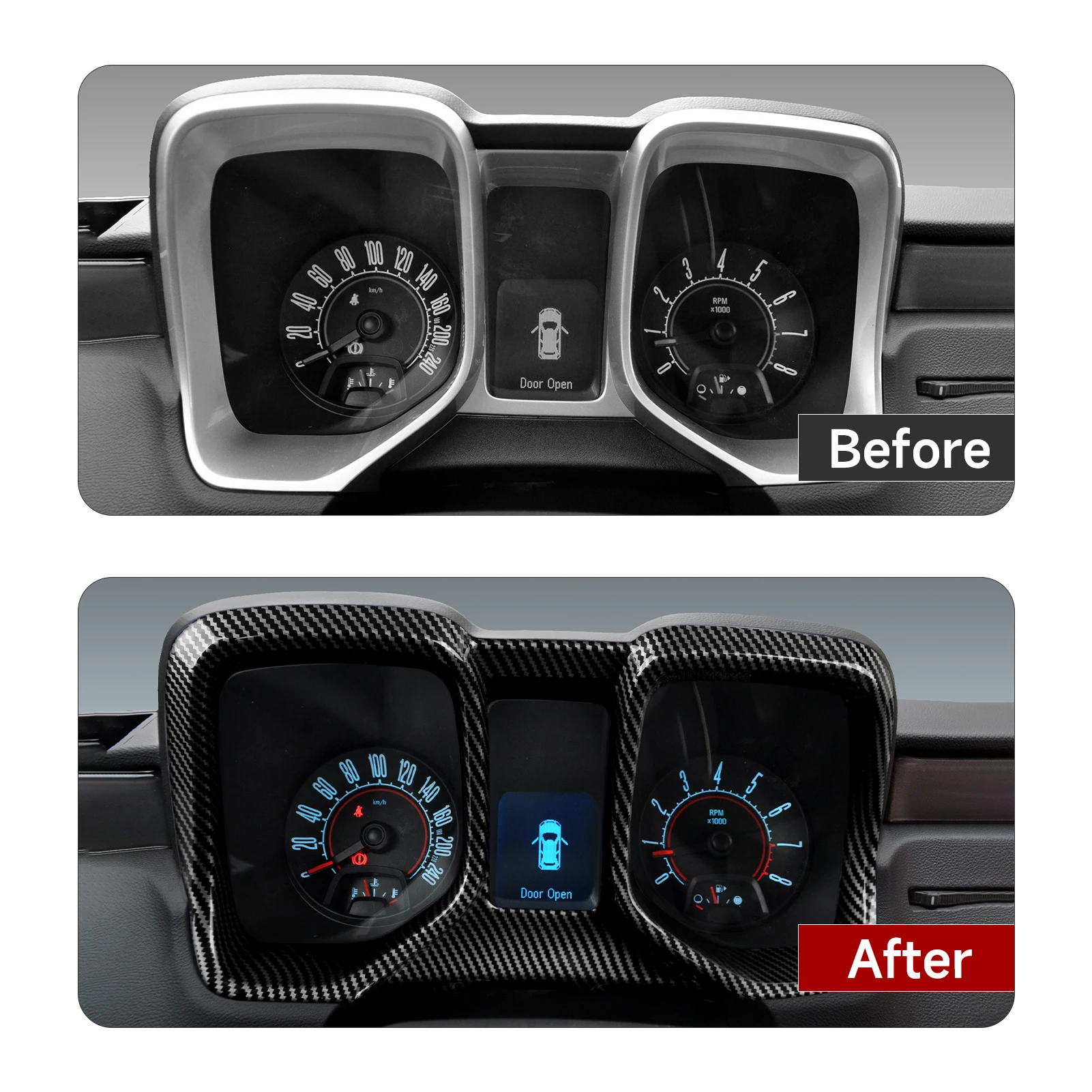 ABS 자동차 대시보드 디스플레이 스크린 커버 카본 파이버 인테리어 스티커 쉐보레 카마로 ZL1 2010-2015 트림 패널 액세서리