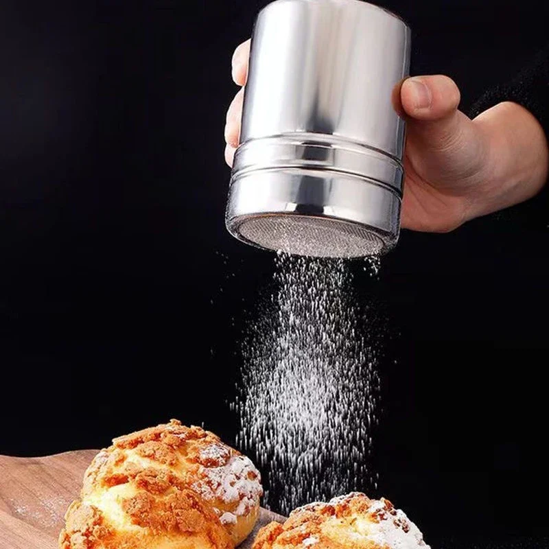 1Pcs Stainless Steel Spice Jar Rotating Cover Pepper Shaker Box Mesh Tube Type Dusters Salt Shaker For Sugar Cocoa Lcing Powder
