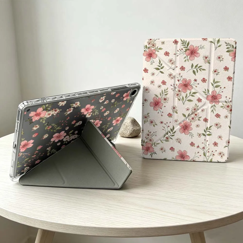 Elegant Floral Pattern Foldable Tablet Case - Soft and Stylish Design