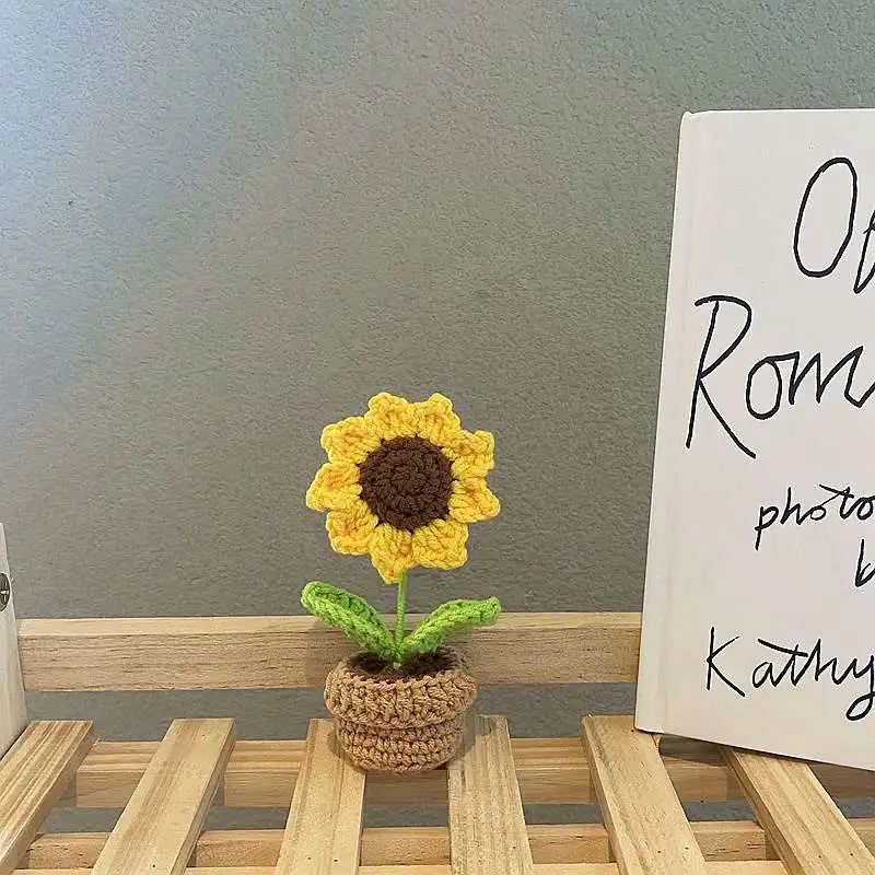 

Knitting Flower Decoration Rose Tulips Bouquet Potted Home 1pcs Hand-woven