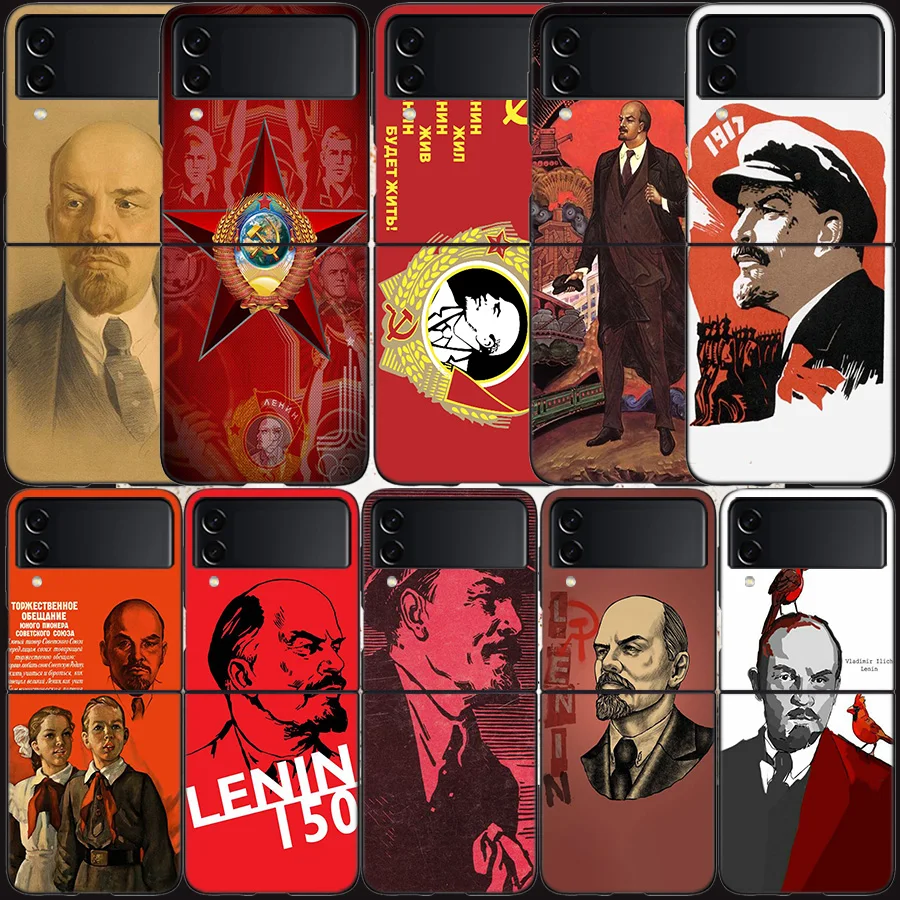 Custodia Per Bandiera Dell'Unione Sovietica Di Rinforzo Per Samsung Galaxy Z Flip 3 Flip 5 4 5G Cover Rigida Nera Per Cellulare Samsung Z Flip 5 5G Pc