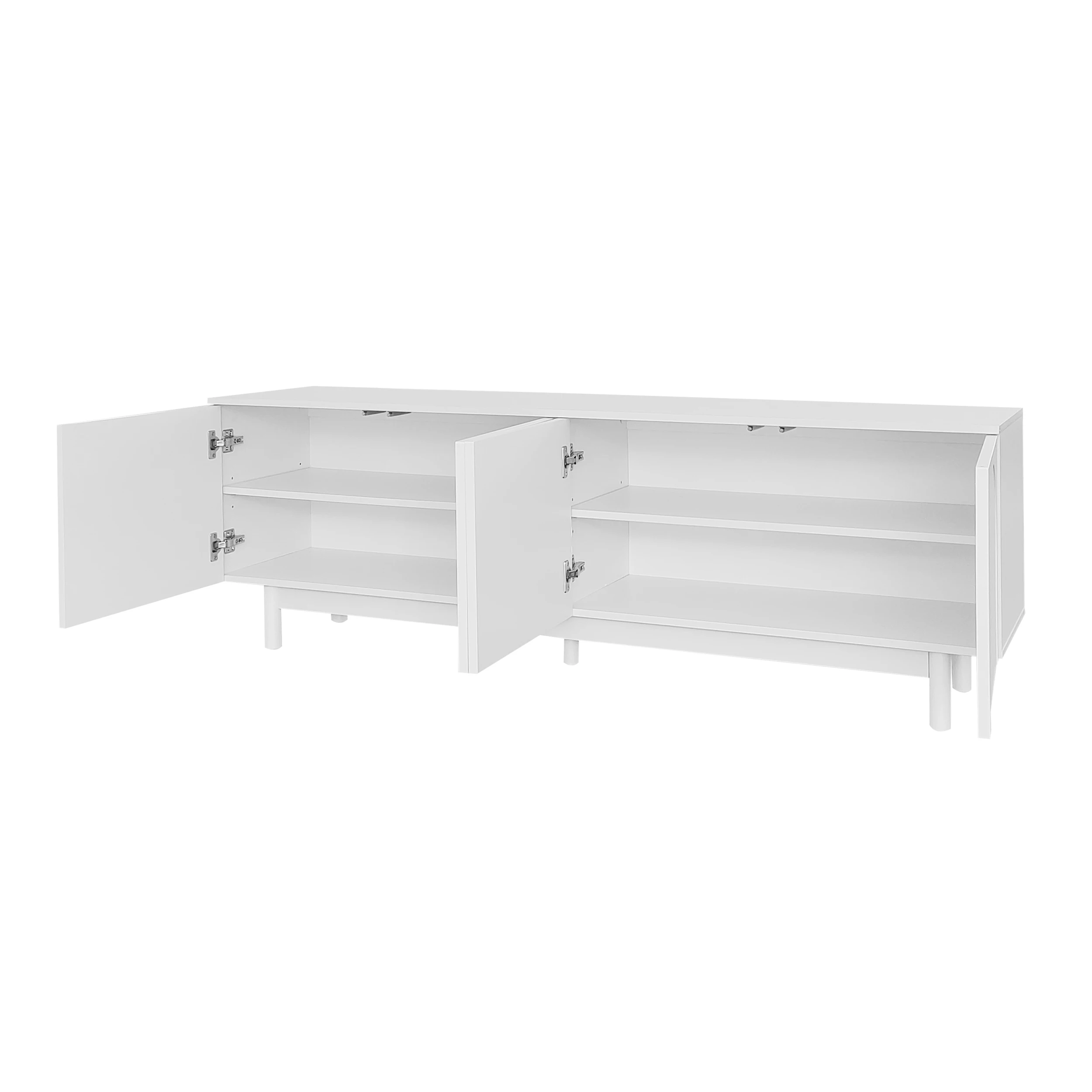 Moderner weißer TV-Schrank – 175 x 38 x 56 cm, verstellbare Regale, leichtes Lowboard-TV-Möbel im Luxus-Stil – Detail 12