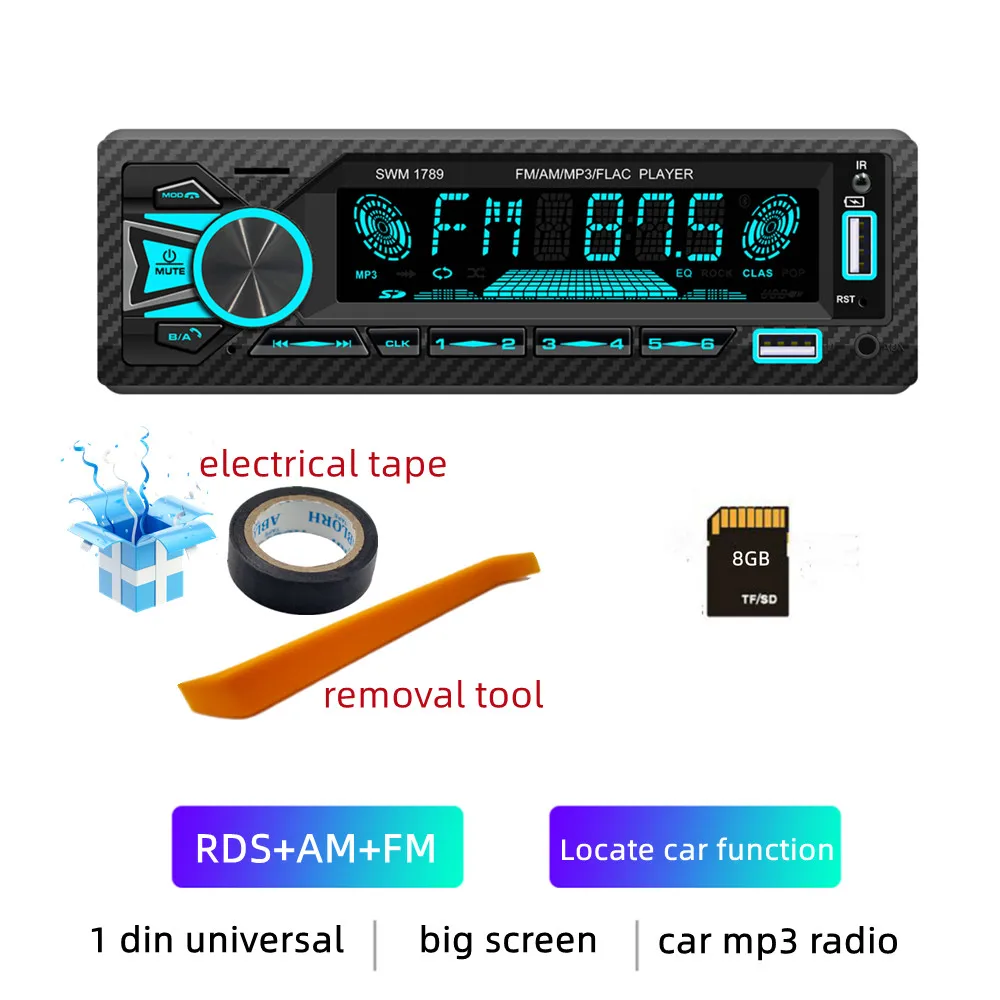 pioneer radio Free Shipping 1Din Mp3 Car Player HD Big Screen Digital Bluetooth USB Charge Car Radio Support FM AM RDS Stereo tape recorder double din head unit Car Radios