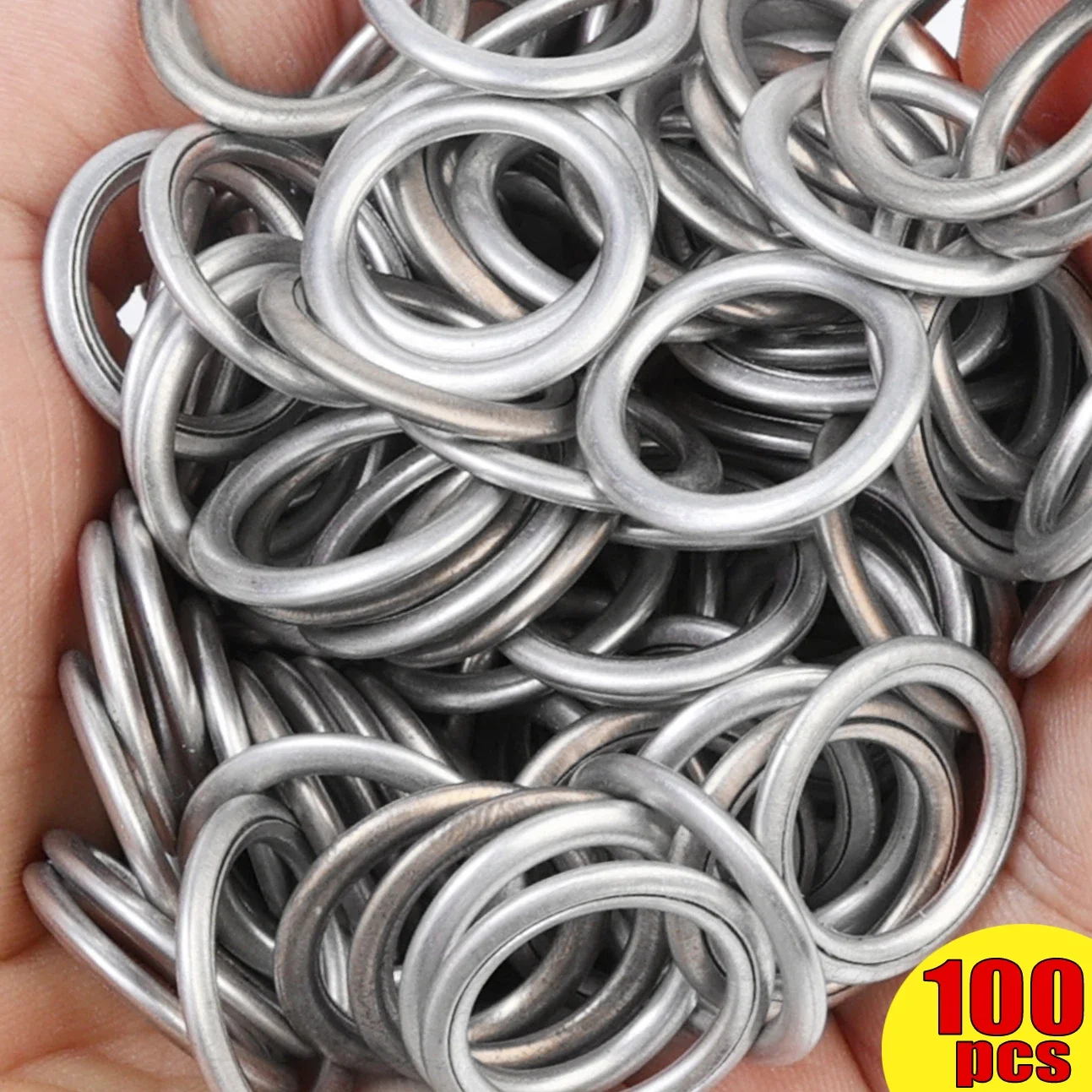 100x Aluminum Copper Oil Drain Plug Gaskets Replaceable Car Oil Pan Drain Gasket Drainage Bolt Pad Security Device Accessories