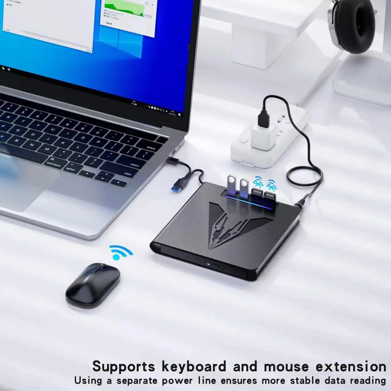 USB Type C DVD Drive with USB Ports and Card Slots