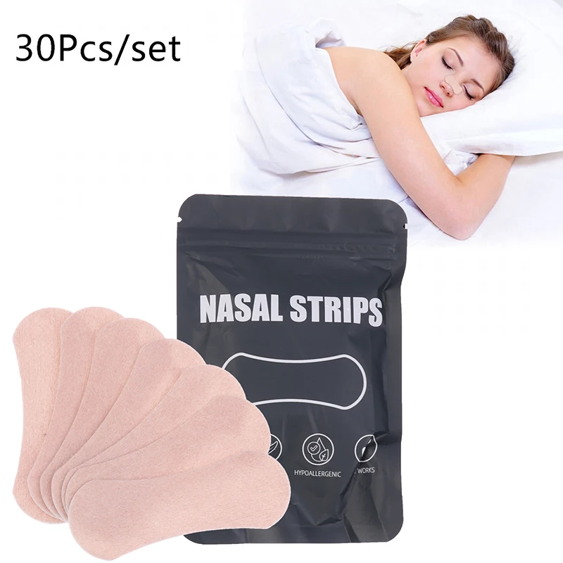 30PCS Breath Nasal Strips Relieve Nasal Congestion Anti-Snoring Nose Patches Good Sleeping Product Easier Sleep Aid Decive