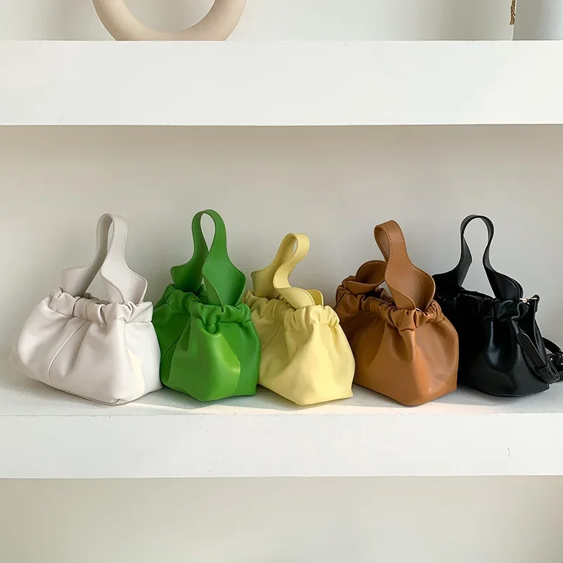 

Женская сумка, плиссированная сумка, повседневная однотонная элегантная сумка во французском стиле, универсальная Повседневная модная сумка через плечо на молнии