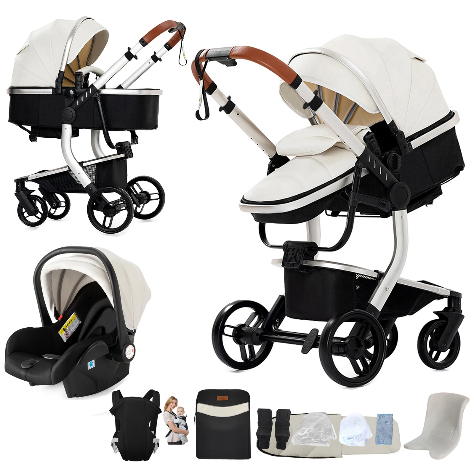 Poussette bébé 3 en 1 légère avec Isofix pour nouveau-né mère enfants chariot pliant portable luxueux poussette siège auto