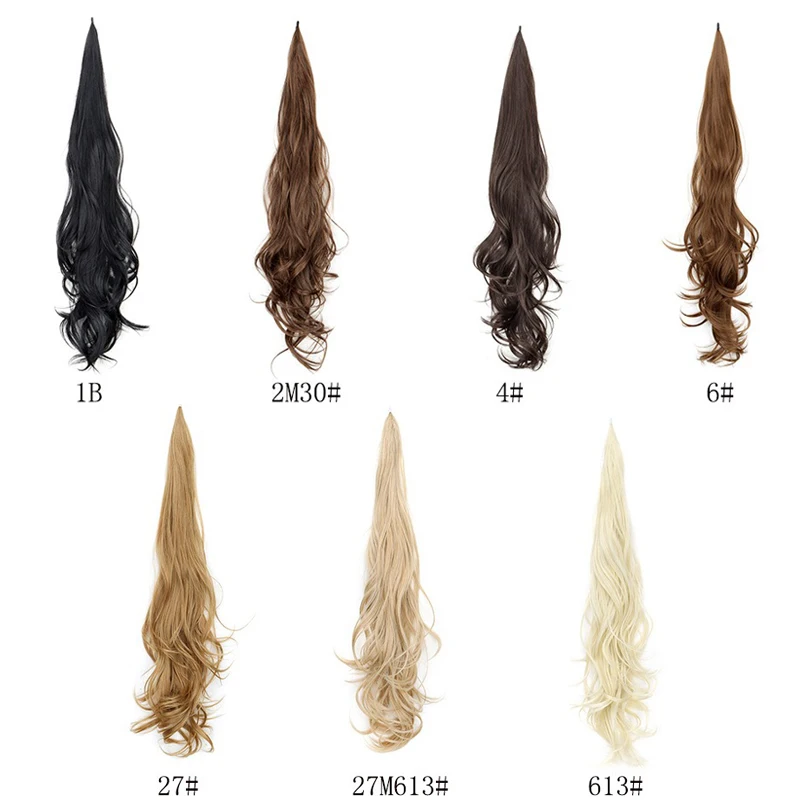 H&STAR 32Inch Synthetic Flexible Wrap Around PonyTail Length Ponytail Extensions Blonde Ponytail Hairpieces For Women