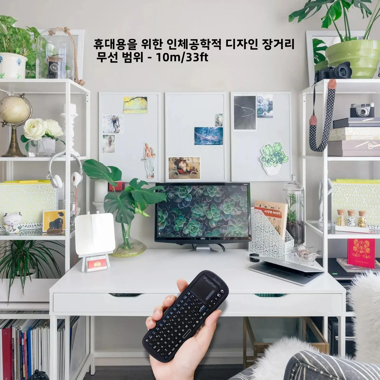 안드로이드 TV 박스/PC/태블릿/PS4/Raspberry Pi 3/HTPC용 터치패드 MouseCombo가 포함된 iPazzPort 미니 블루투스 및 2.4GHz 무선 키보드