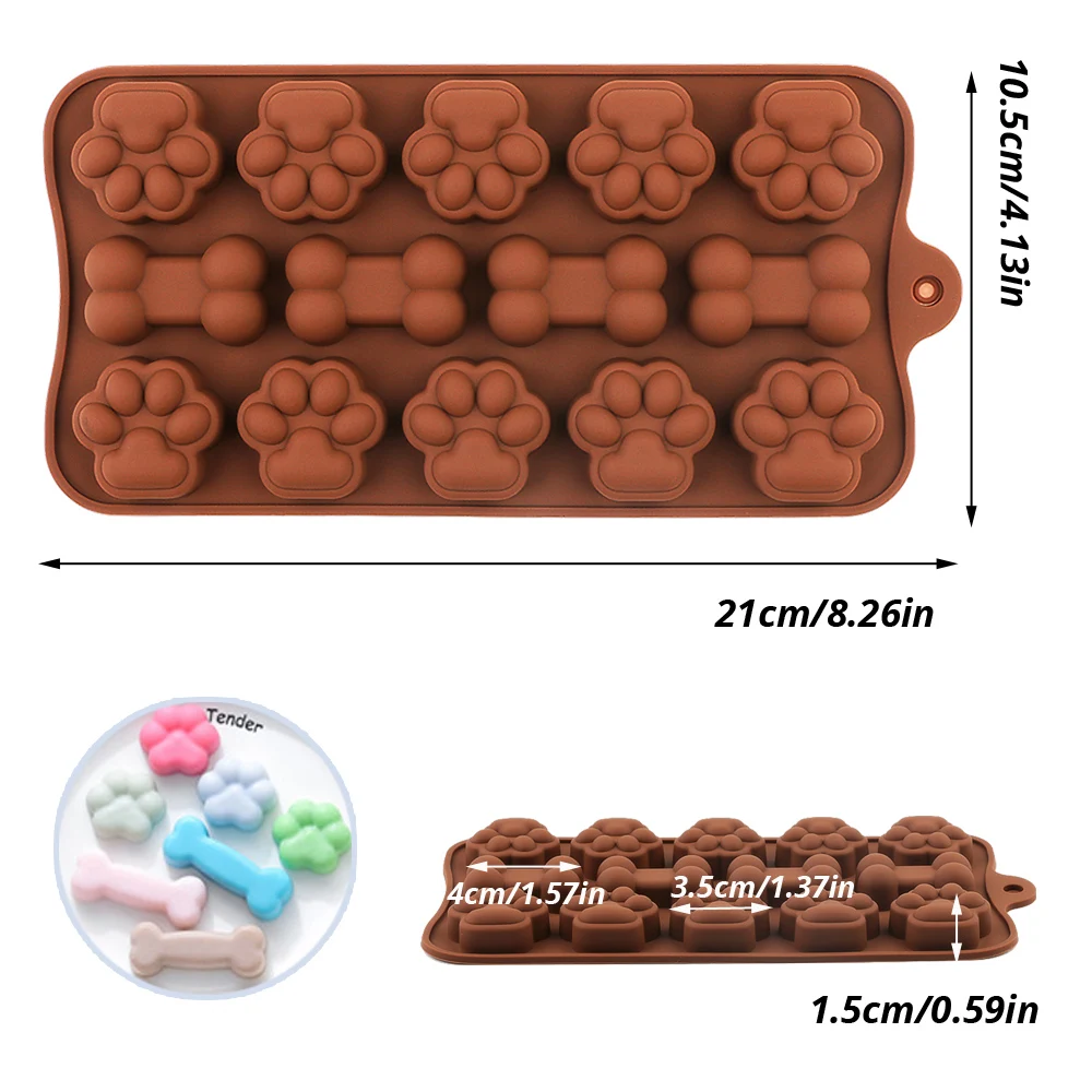 Chocolate Candy Molds, 106 Cavity Dog Bone&Cat Paw Shape Dog Treats Pan  Silicone Molds Tray for Dog Biscuit Or Treat Candy, Gummy,Cookie,  Chocolate