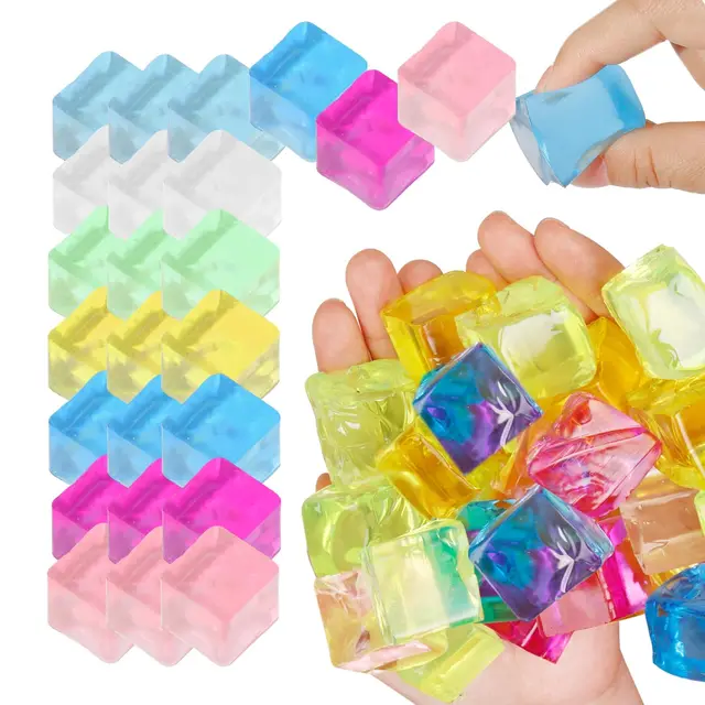 5-100 pièces de jouets sensoriels en forme de glaçons, cubes anti-stress moelleux pour adultes et enfants, soulagement de l'anxiété et du stress, thérapie manuelle, sensoriel et moelleux 1