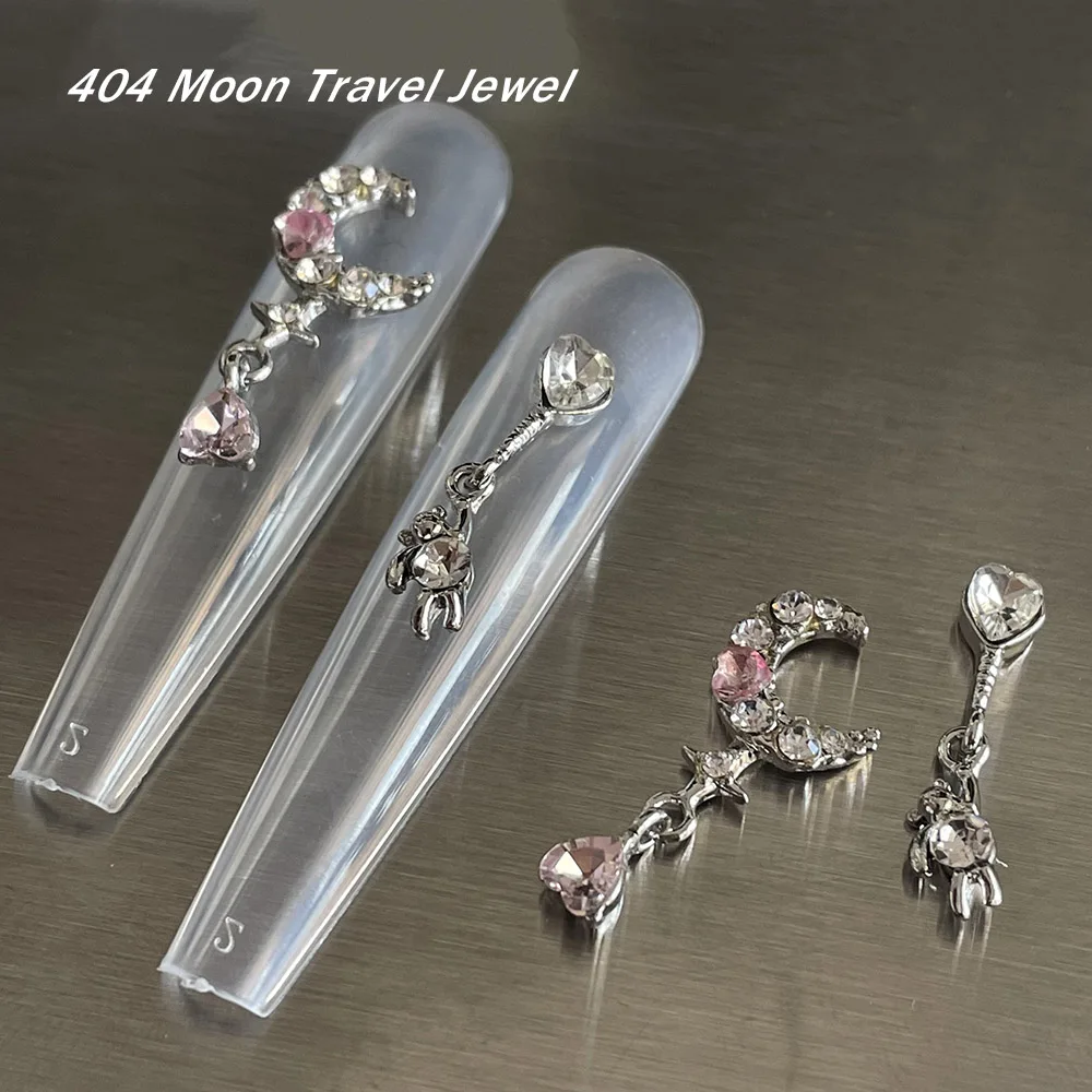 -Moon Travel- Chrome Kiyomi Heart Pendenti White Pink Crescent Jewelry Heart Ballon Ciondola Bear Charms Cartoon Nail Bigiotteria 404