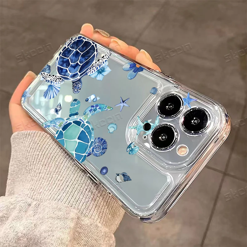 Adorable Turtle Shockproof Transparent Phone Case – Soft Protective Cover