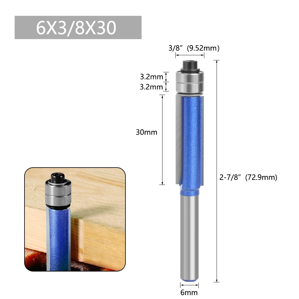 LAVIE 1PC 6MM 6,35 MM Schaft Doppel Lager Flush Trim Bit Router Bit Holz Fräser Für Holz Bit planfräser – Detail 4