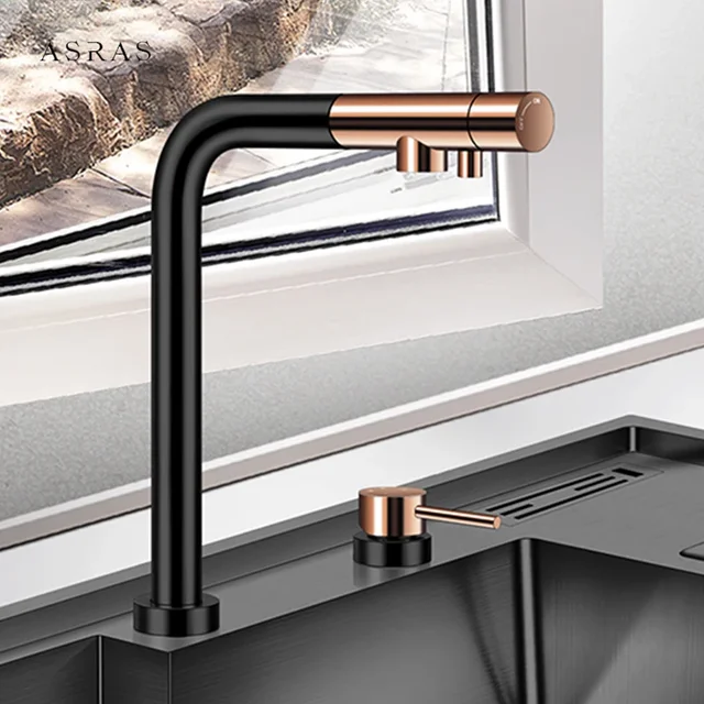 ASRAS ดึงออกยกก๊อกน้ําสาม-in-one กรองน้ําร้อนและเย็นน้ําอิสระสวิทช์ก๊อกน้ําห้องครัวสําหรับอ่างล้างจาน 1
