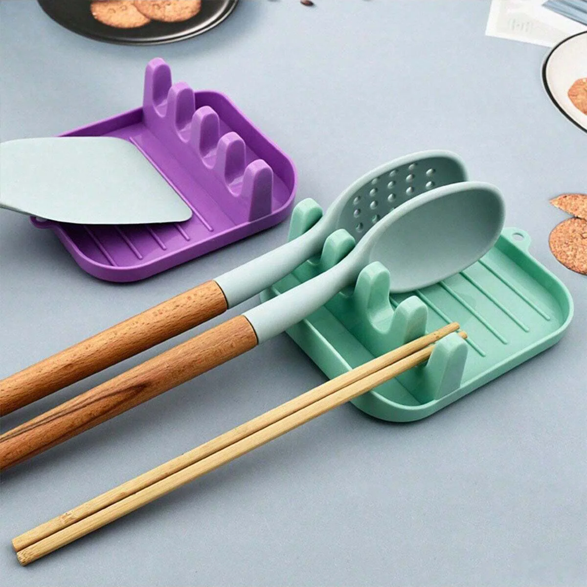1pc Household Multifunctional Spatula Rack, Kitchen Shovel Spoon Storage Rack, Sitting Cutting Board Spatula Pot Cover Shelf
