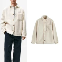 Plush Coat Spring Fashion New Fleece Shirt Coat Men's Trend Wild Casual Loose Commute Outwear Thick Warm Lamb Jacket Male RA