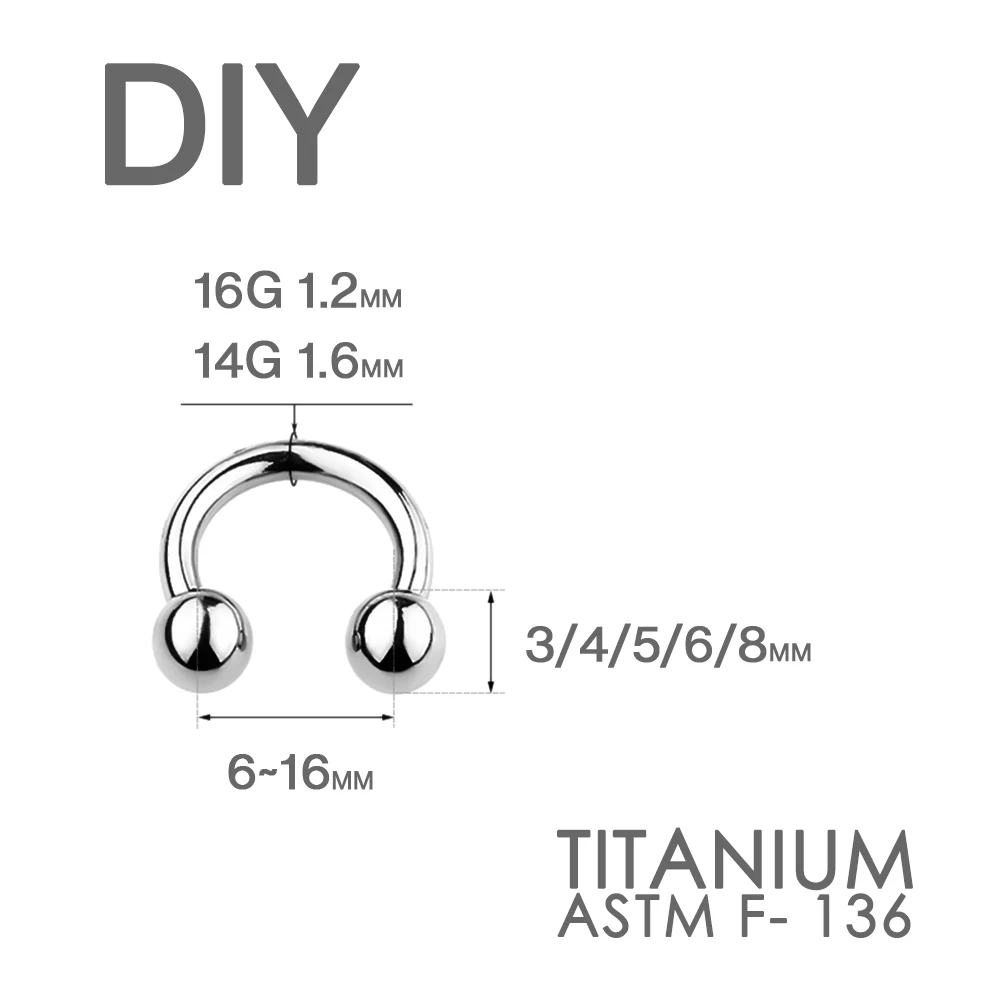 DIY CBR Circular Horseshoe Barbell Titanium Lip Eyebrow Tongue Nipple Helix Tragus Cartilage Septum Piercing 6~16mm 16G 14G piercing jewelry,body piercing earrings,ear piercing jewelry,metal jewelry,body piercing jewelry,body jewelry