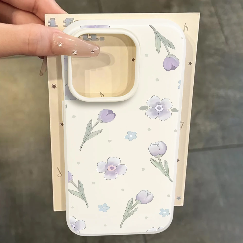 Elegant Lavender Tulips Jelly Texture Phone Case - Soft Silicone Cover