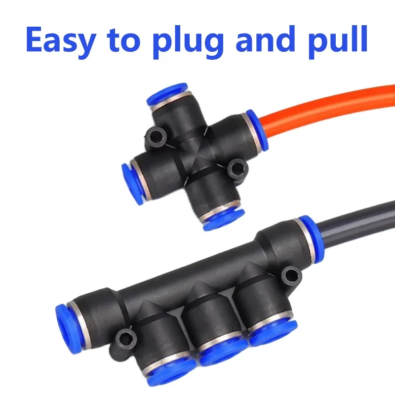 50PCS PK PZA Pneumatic Plastic 4 Way 5 Way Fitting Fittings Quick Connectors Water Hose Connector Air Push Fast 4mm 6mm 8mm 10mm